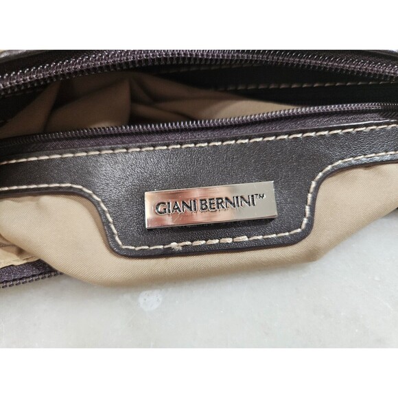 Giani Bernini Signature Logo Brown Canvas & Faux Leather Shoulder Bag - Picture 5 of 10